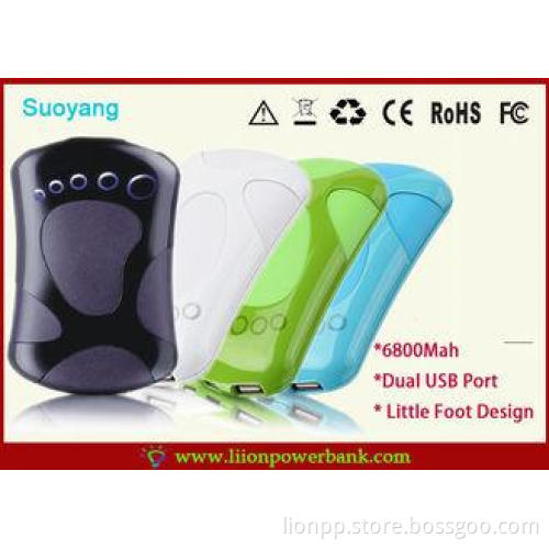 6800mah Li-ion battery black Dual USB Power Bank FOR mobile